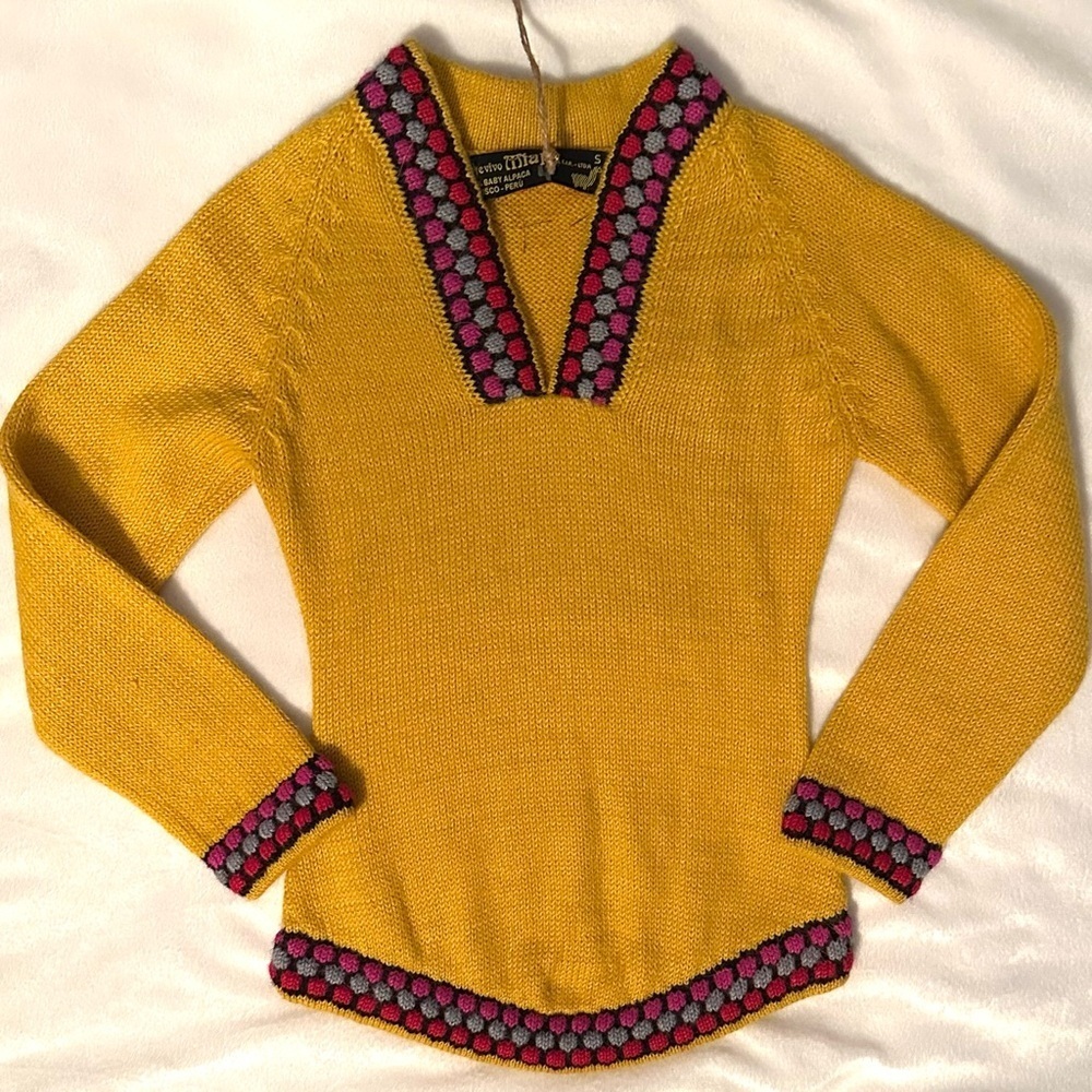 Artevivo Miapu Miguelito Peru 100% Baby Alpaca Wool S Girls Sweater Dress Tunic